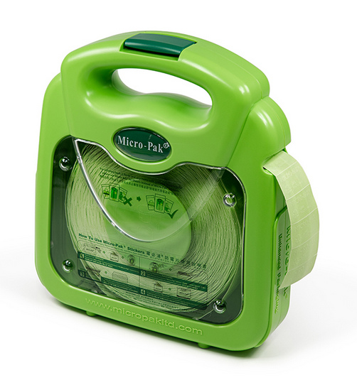 Micro-Pak® Green Enhanced Anti-Microbial Packaging Sticker Dispenser